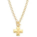 Wholesale circle Chain Link Necklace Cross Pendant Toggle Clasp L