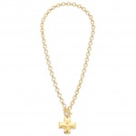 Wholesale circle Chain Link Necklace Cross Pendant Toggle Clasp L