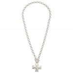 Wholesale circle Chain Link Necklace Cross Pendant Toggle Clasp L