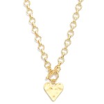 Wholesale circle Chain Link Necklace Heart Pendant Toggle Clasp L