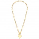 Wholesale circle Chain Link Necklace Heart Pendant Toggle Clasp L