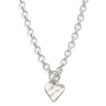 Wholesale circle Chain Link Necklace Heart Pendant Toggle Clasp L