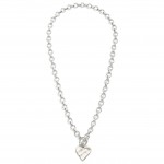 Wholesale circle Chain Link Necklace Heart Pendant Toggle Clasp L