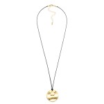 Wholesale vegan Leather Rope Necklace Metal Circular Pendants L Extender L