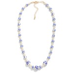 Wholesale beaded Necklace Porcelain Chinoiserie Flower Beads Pearls Gold Beads L