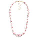 Wholesale beaded Necklace Porcelain Chinoiserie Flower Beads Pearls Gold Beads L