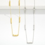 Wholesale chain Link Necklace Metal Layered Square Bead Stations Stainless Steel