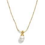 Wholesale snake Chain Necklace Pearl Pendant Stainless Steel Water Resistant L E
