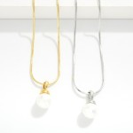 Wholesale snake Chain Necklace Pearl Pendant Stainless Steel Water Resistant L E