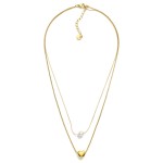 Wholesale layered Chain Link Necklace Metal Puffy Heart Pearl Pendants Stainless