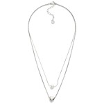 Wholesale layered Chain Link Necklace Metal Puffy Heart Pearl Pendants Stainless