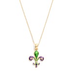 Wholesale chain Link Necklace Enamle Fleur De Lis Pendent L Extender L