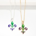 Wholesale chain Link Necklace Enamle Fleur De Lis Pendent L Extender L