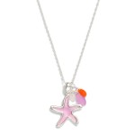 Wholesale chain Link Necklace Acetate Starfish Stone Pendants L Extender L