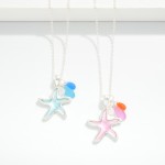 Wholesale chain Link Necklace Acetate Starfish Stone Pendants L Extender L