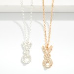 Wholesale chain Link Necklace Pave Rhinestone Easter Bunny Pendant L Extender L