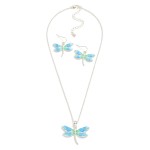 Wholesale chain Link Necklace Acetate Metal Dragonfly Pendant Dragonfly Drop Ear