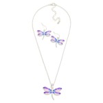 Wholesale chain Link Necklace Acetate Metal Dragonfly Pendant Dragonfly Drop Ear