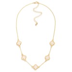 Chain Link Necklace Featuring Glass Crystal Clover Stations 

- Approximately 12" L
- Extender 3" L