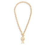 Wholesale twisted Metal Link Chain Link Necklace Hammered Metal Fish Pendant Tog