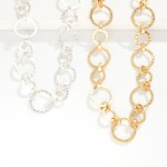 Wholesale linked Hammered Metal Circle Shapes Chain Link Necklace L Extender L