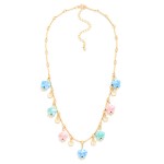 Wholesale metal Chain link Porcelain Flower Charms Gold Tones L Extender L