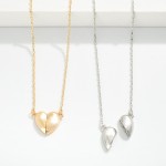 Wholesale chain Link Necklace Metal Puffy Heart Pendant L Extender L