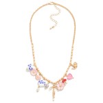 Wholesale metal Chain Link Beaded Necklace Porcelain Metal Charms L Extender L