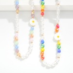 Wholesale pearl Faceted Beaded Necklace Gold Tones Flower Bead L Extender L