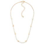 Wholesale pearl Beaded Necklace Metal Heart Stations L Extender L