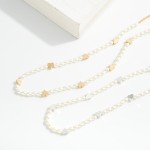 Wholesale pearl Beaded Necklace Metal Heart Stations L Extender L