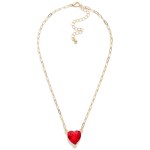 Wholesale paperclip Chain Link Necklace Rhinestone Heart Pendant L Extender L