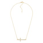 Wholesale chain Link Necklace Rhinestone Studded East West Cross Pendant L