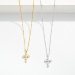 Wholesale dainty Chain Link Necklace Rhinestone Cross Pendant L Extender L