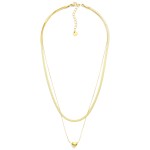 Wholesale layered Chain Link Necklace Herringbone Chain Heart Pendant Stainless