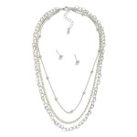 Wholesale layered Multi Chain Link Necklace Rhinestones Linked Hearts Metal Ball