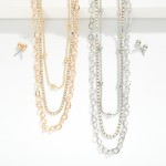 Wholesale layered Multi Chain Link Necklace Rhinestones Linked Hearts Metal Ball