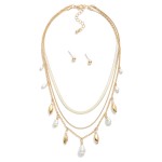 Wholesale layered Multi Chain Link Necklace Pearl Charms Metal Ball Studs Includ