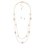 Wholesale snake Chain Link Necklace Pearl Metal Ball Stations Metal Ball Studs I