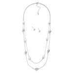 Wholesale snake Chain Link Necklace Pearl Metal Ball Stations Metal Ball Studs I