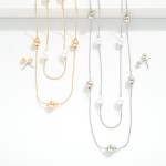 Wholesale snake Chain Link Necklace Pearl Metal Ball Stations Metal Ball Studs I