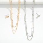 Wholesale layered Chain Link Necklace Metal Ball Stations Metal Ball Studs Inclu