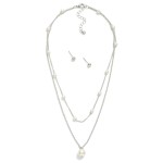Wholesale layered Chain Link Necklace Pearl Stations Metal Ball Studs Included L