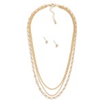 Wholesale layered Multi Chain Link Necklace Metal Ball Studs Included L Extender