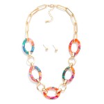 Wholesale acetate Metal Chain Link Necklace Metal Ball Stud Earrings L Extender