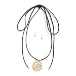 Wholesale vegan Leather Wrap Necklace Metal Swirl Pendant Metal Ball Studs Inclu