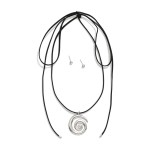 Wholesale vegan Leather Wrap Necklace Metal Swirl Pendant Metal Ball Studs Inclu
