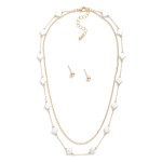 Wholesale layered Chain Link Necklace Pearl Clover Stations Metal Ball Studs Inc