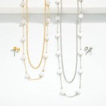 Wholesale layered Chain Link Necklace Pearl Clover Stations Metal Ball Studs Inc