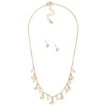 Wholesale chain Link Necklace Pearl Metal Butterfly Charms Metal Ball Studs Incl